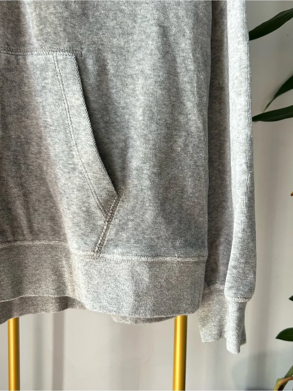 J. Crew minimalist Athleisure Heather Gray velour Hooded Sweatshirt size S